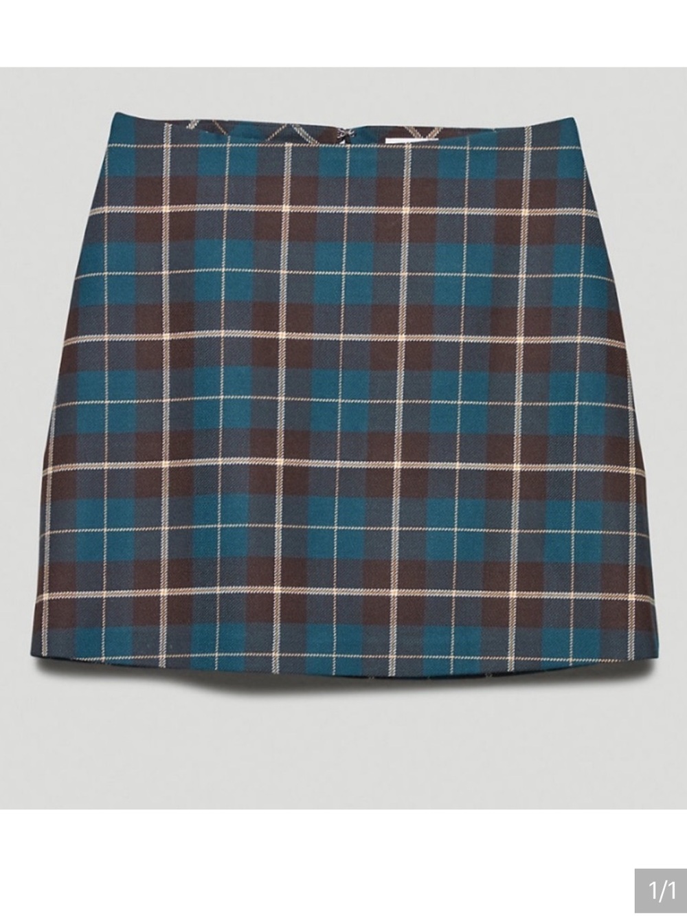 Aritzia Plaid Mini Skirt in Teal, Brown & Cream